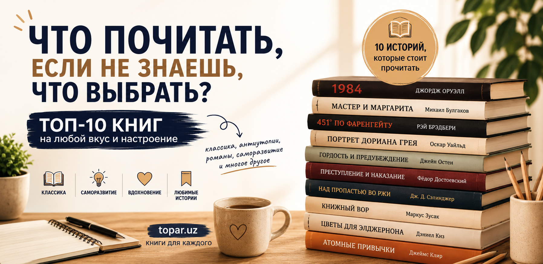 Что почитать, если не знаешь, что выбрать: топ-10 книг